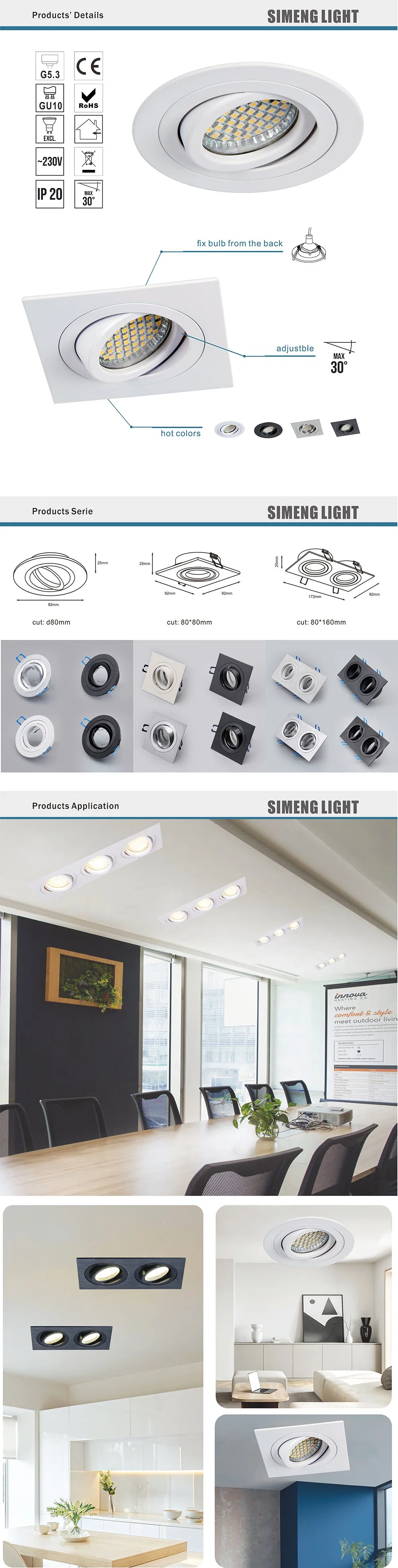 GU10 MR16 Indoor High Lumen COB Downlight Hotel Project LED 7W Spot Bulb Lamp Recessed COB Spotlight Down Light Spot Light Commercial Lighting